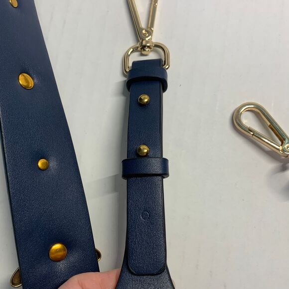 Cthru Blue Vegan Leather Handbag Strap Gold Bumble Bee Embellishment Bridgerton - Picture 5 of 8